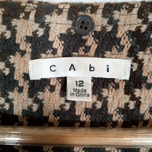 CAbi Houndstooth Jacket  Zip Up  Charcoal Tan Sz 12 Heritage Prep Preppy Hunting - Picture 7 of 12